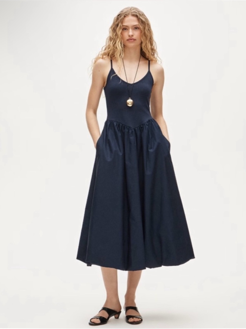 NWT J. Crew Basque-waist Mixy Dress Navy Blue size medium